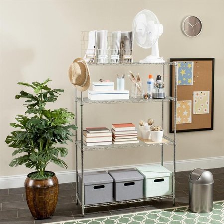 SAFAVIEH 35 x 13 x 53 in. Delta 4 Tier Chrome Wire Shelve HAC2001B